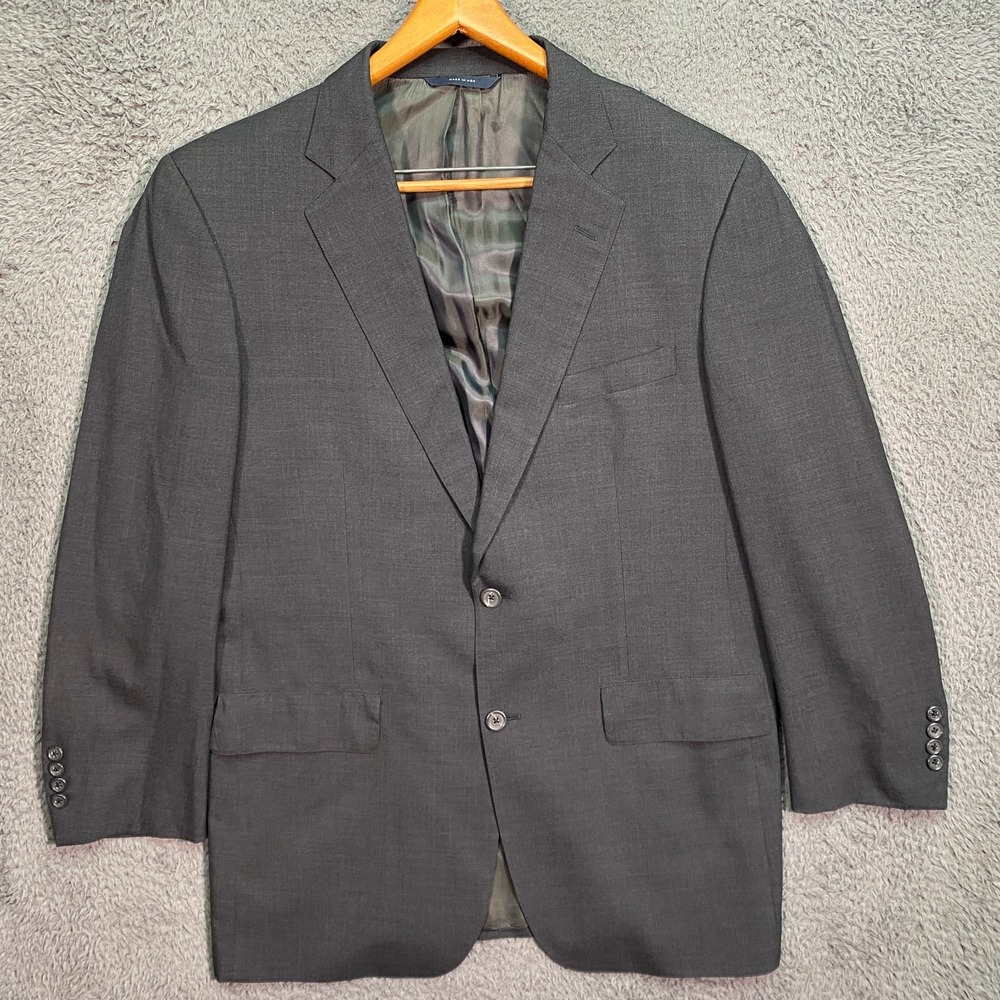 Brooks Brothers Charcoal Wool Brooksease 2-Button Suit Jacket Mens Size 44L Ivy